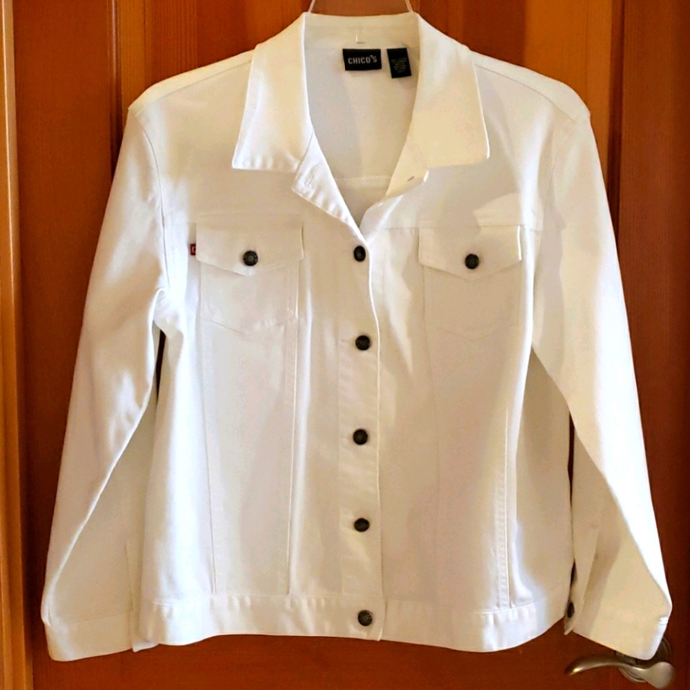 Chico's white denim jacket